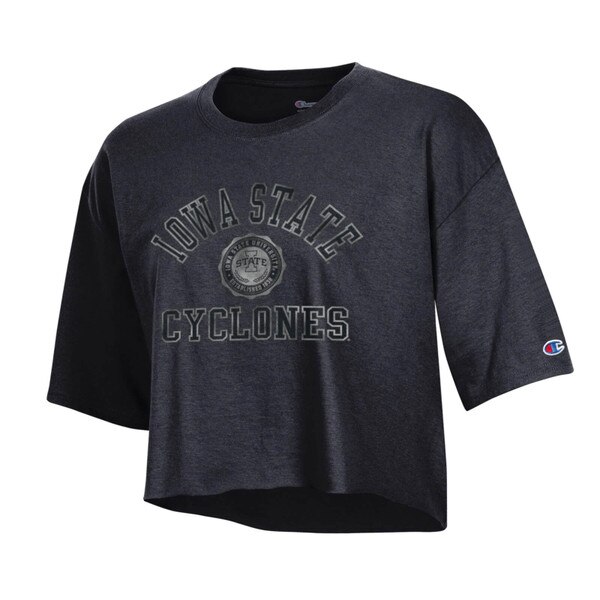 Champion Women's Iowa State Cyclones Black Cropped Short Sleeve T-Shirt